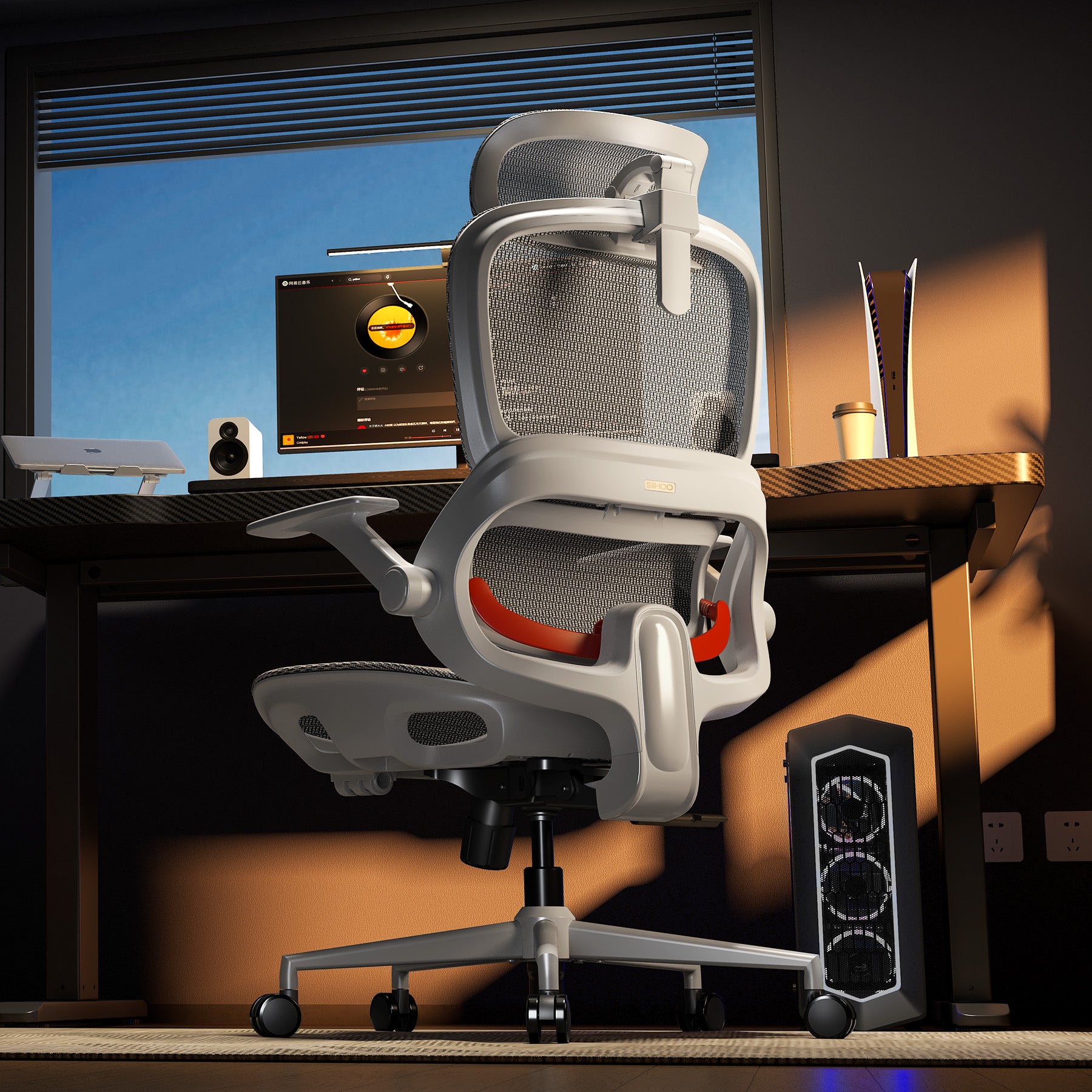 Sihoo B100 Chaise de bureau ergonomique avec accoudoirs relevables