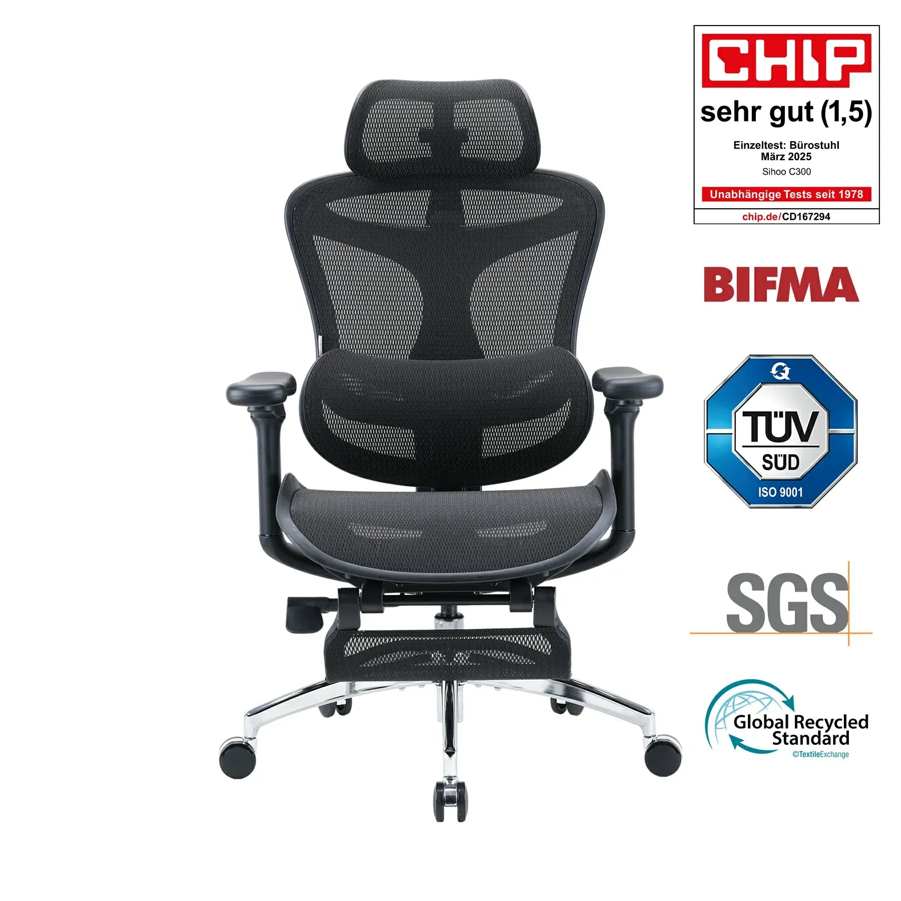 SIHOO Doro C300 chaise de bureau ergonomique avec repose-pieds